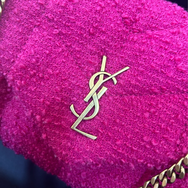 送禮首選🩷YSL LOULOU PUFFER 桃粉色毛呢雲朵包 狀態99新-18