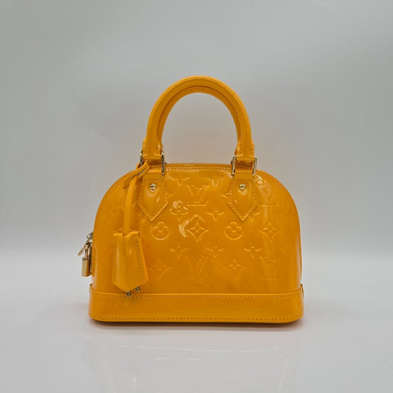 Louis Vuitton M91697 Monogram Alma BB Jaune 漆皮黃色手提包-0