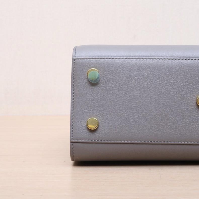 SAINT LAURENT(聖羅蘭) Classic Sac De Jour 風琴包 中號 26 灰色 金扣-3