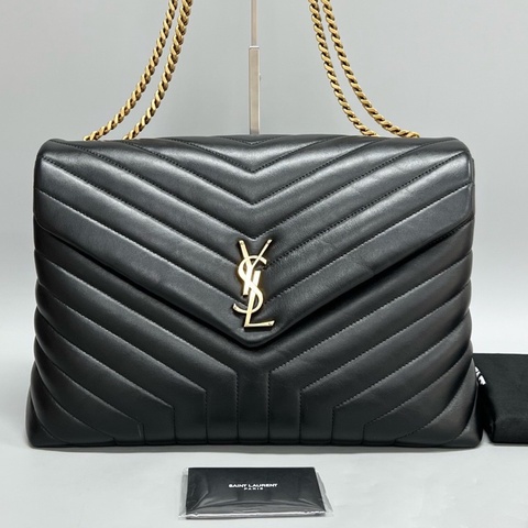 YSL 聖羅蘭  Loulou Toy 黑金郵差包 大號