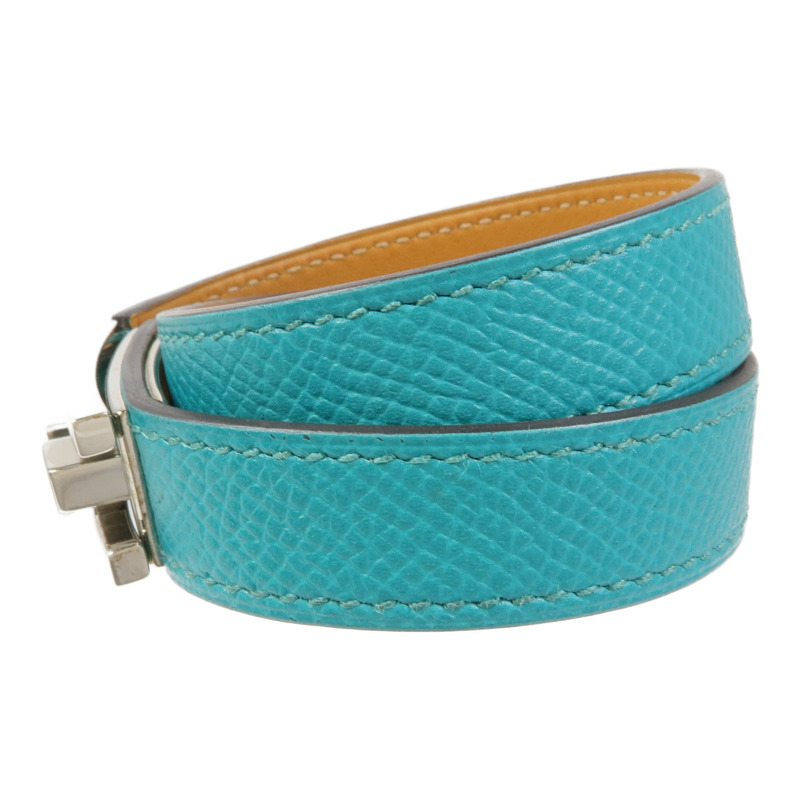 HERMES 【激減優惠】Epsom皮革Drag Double手鏈Bleu Paon-1