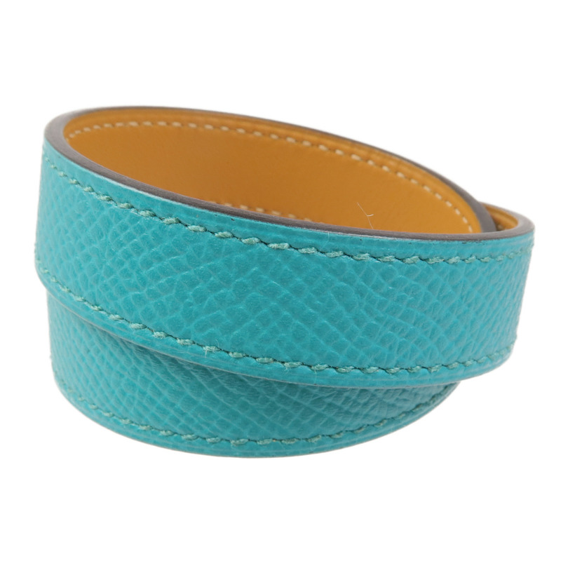 HERMES 【激減優惠】Epsom皮革Drag Double手鏈Bleu Paon-2