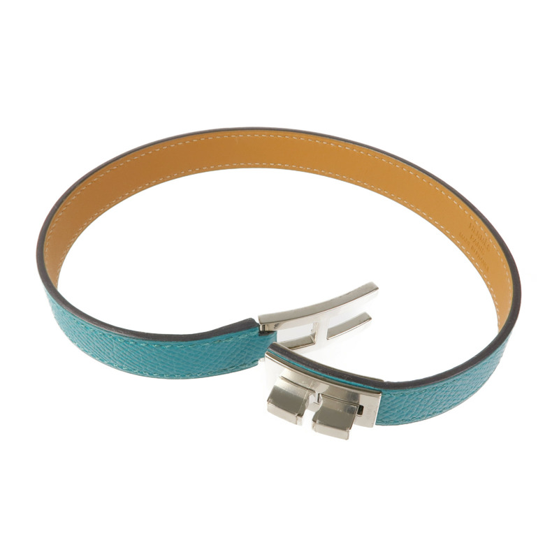 HERMES 【激減優惠】Epsom皮革Drag Double手鏈Bleu Paon-9