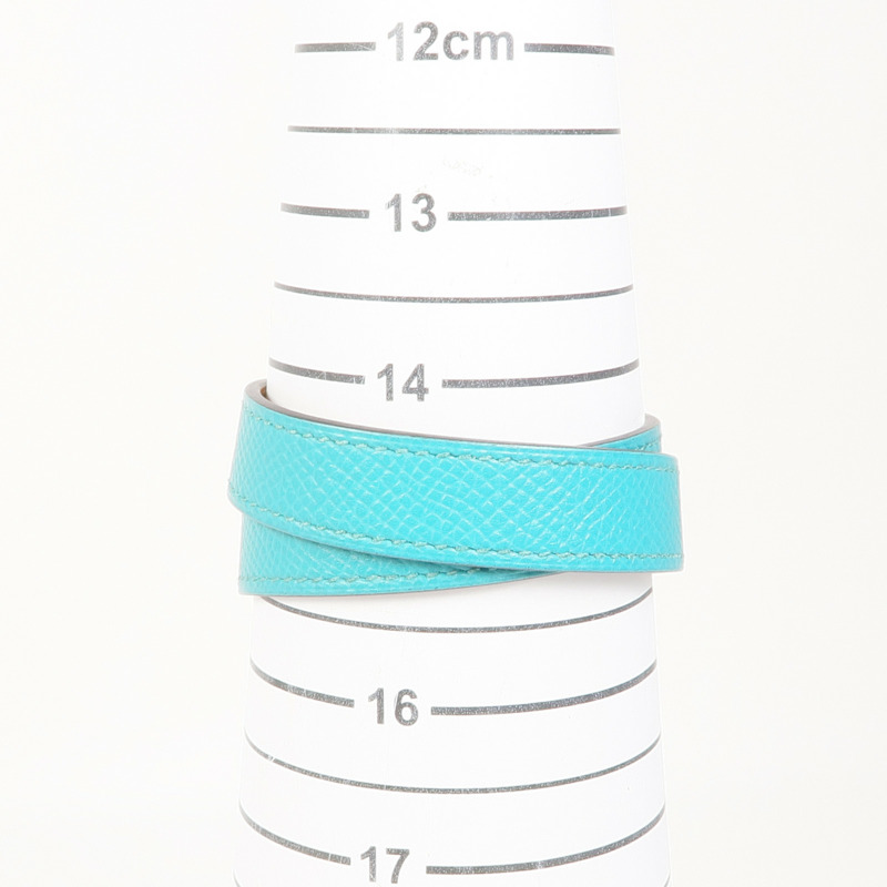 HERMES 【激減優惠】Epsom皮革Drag Double手鏈Bleu Paon-11