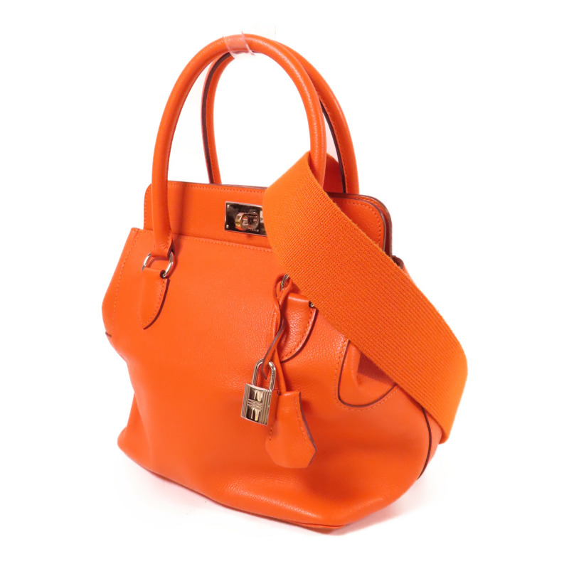 HERMES Clemence皮革Tool Box 20手挽肩背兩用袋Orange-2