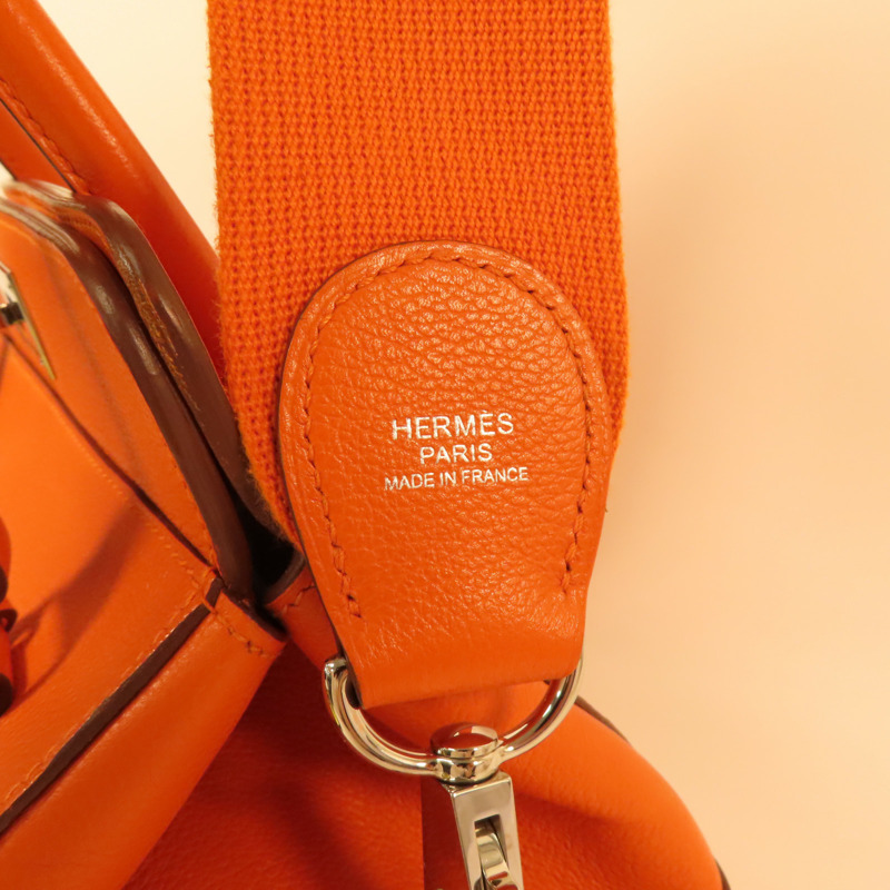 HERMES Clemence皮革Tool Box 20手挽肩背兩用袋Orange-4