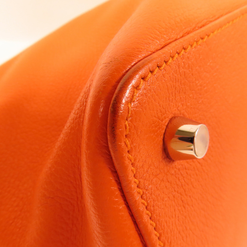 HERMES Clemence皮革Tool Box 20手挽肩背兩用袋Orange-6