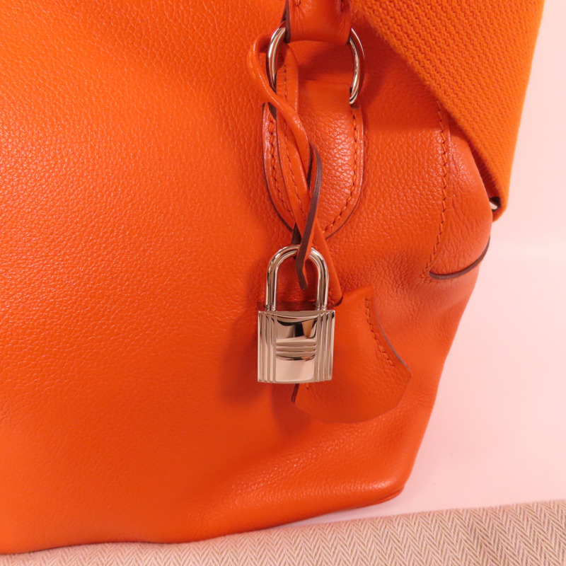 HERMES Clemence皮革Tool Box 20手挽肩背兩用袋Orange-13