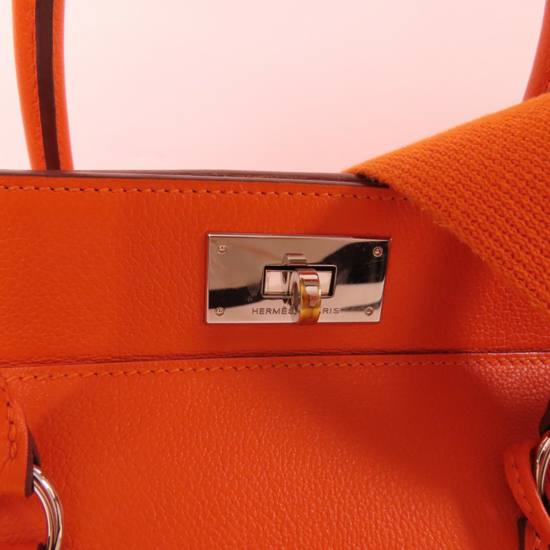 HERMES Clemence皮革Tool Box 20手挽肩背兩用袋Orange-14