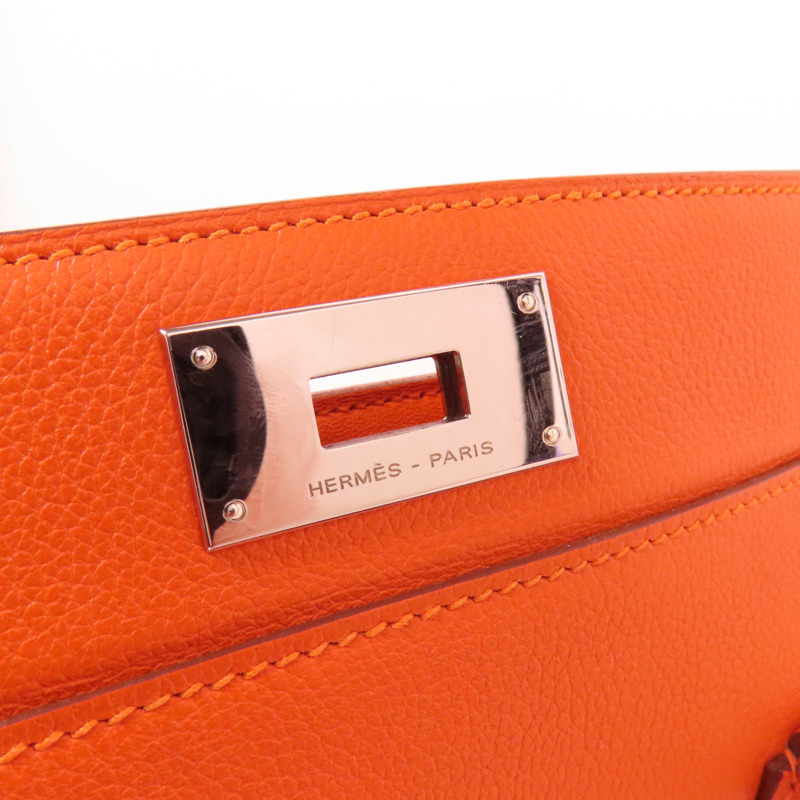 HERMES Clemence皮革Tool Box 20手挽肩背兩用袋Orange-18