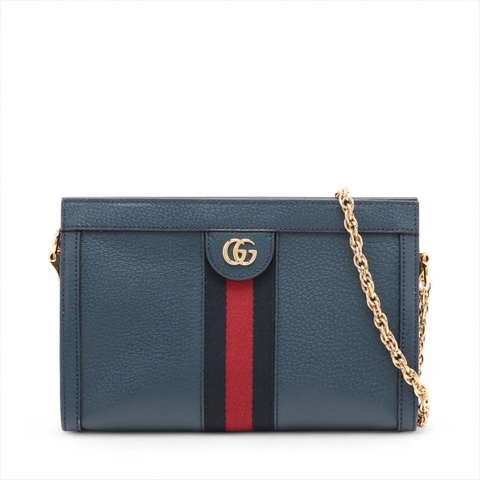 Gucci Ophidia Navy Blue Chain Shoulder Bag 古馳皮款鏈條包