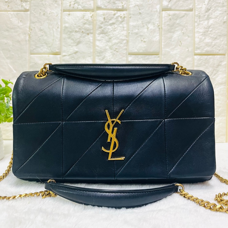 SAINT LAURENT YSL #型號 515821 JAMIE 中款 25CM鏈條包黑金-0