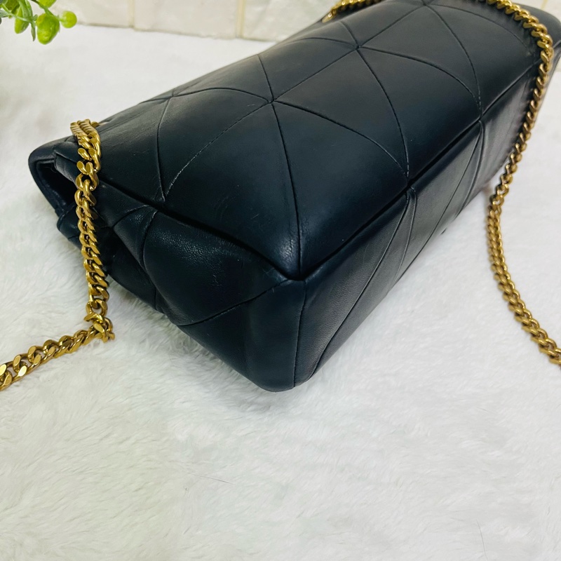 SAINT LAURENT YSL #型號 515821 JAMIE 中款 25CM鏈條包黑金-10