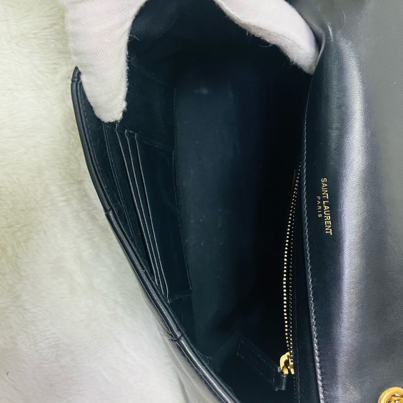 SAINT LAURENT YSL #型號 515821 JAMIE 中款 25CM鏈條包黑金-15
