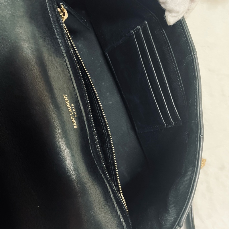 SAINT LAURENT YSL #型號 515821 JAMIE 中款 25CM鏈條包黑金-17