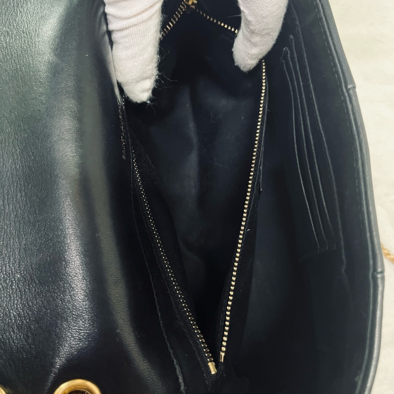 SAINT LAURENT YSL #型號 515821 JAMIE 中款 25CM鏈條包黑金-18