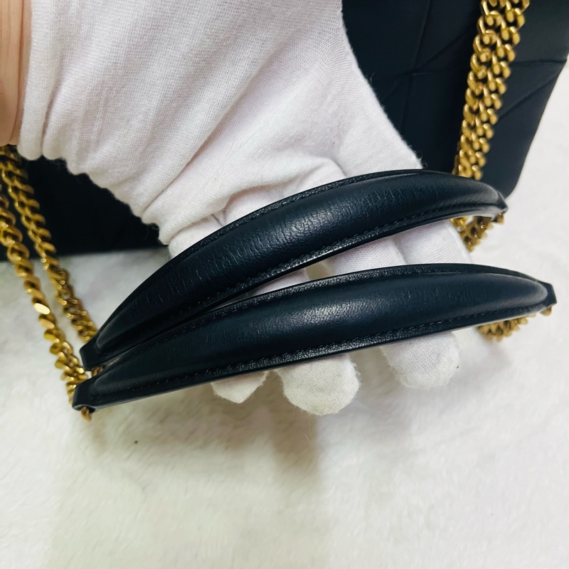 SAINT LAURENT YSL #型號 515821 JAMIE 中款 25CM鏈條包黑金-24