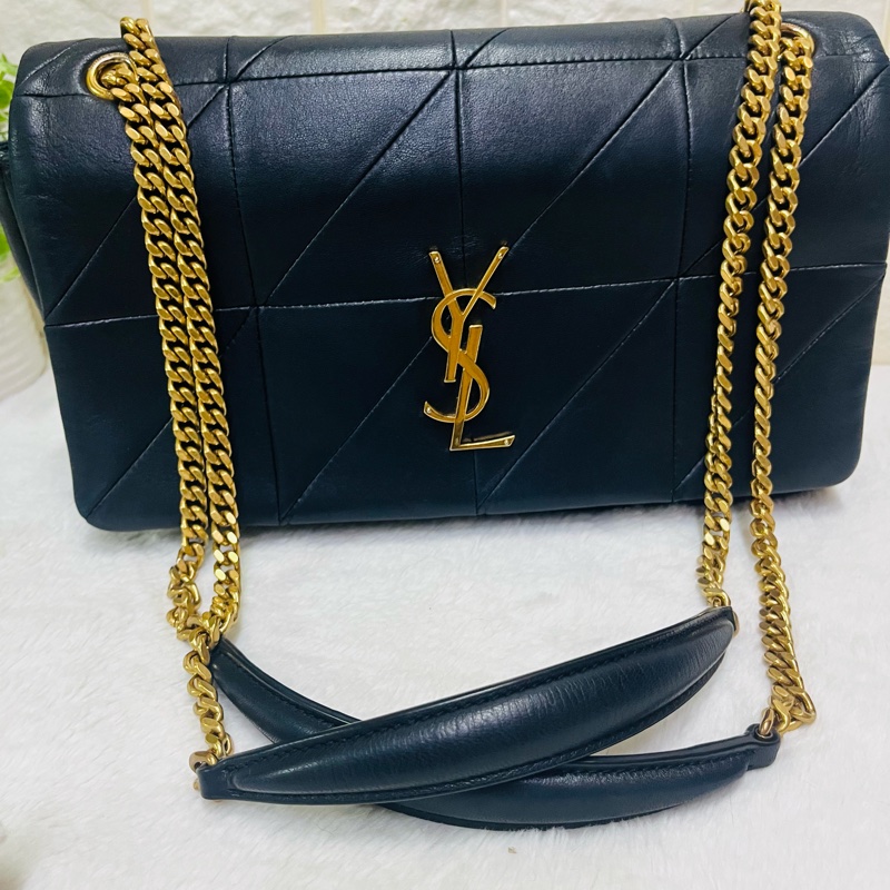 SAINT LAURENT YSL #型號 515821 JAMIE 中款 25CM鏈條包黑金-25