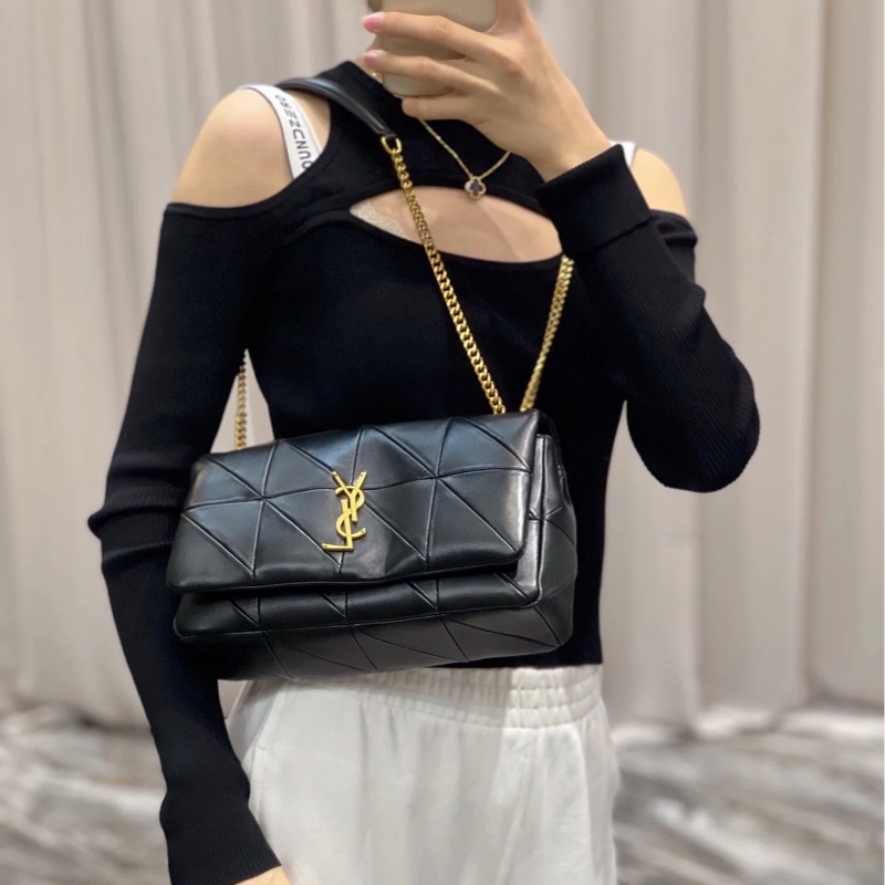 SAINT LAURENT YSL #型號 515821 JAMIE 中款 25CM鏈條包黑金-28