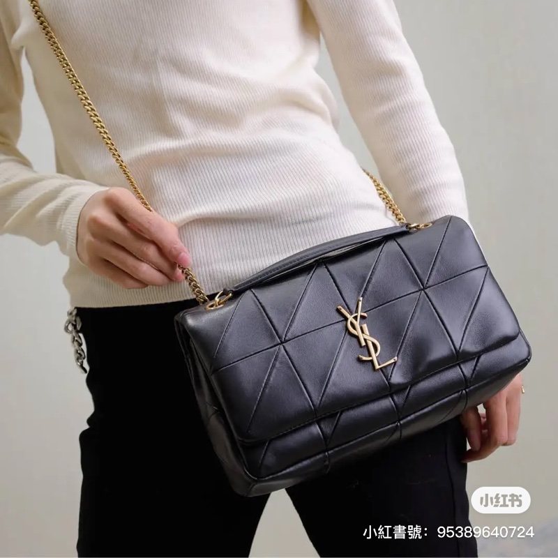 SAINT LAURENT YSL #型號 515821 JAMIE 中款 25CM鏈條包黑金-29