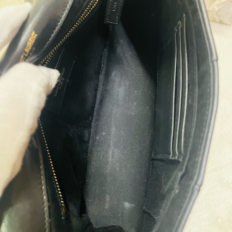 SAINT LAURENT YSL #型號 515821 JAMIE 中款 25CM鏈條包黑金-31