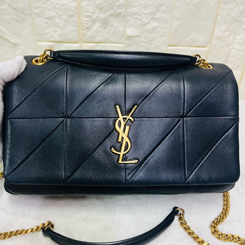 SAINT LAURENT YSL #型號 515821 JAMIE 中款 25CM鏈條包黑金-37