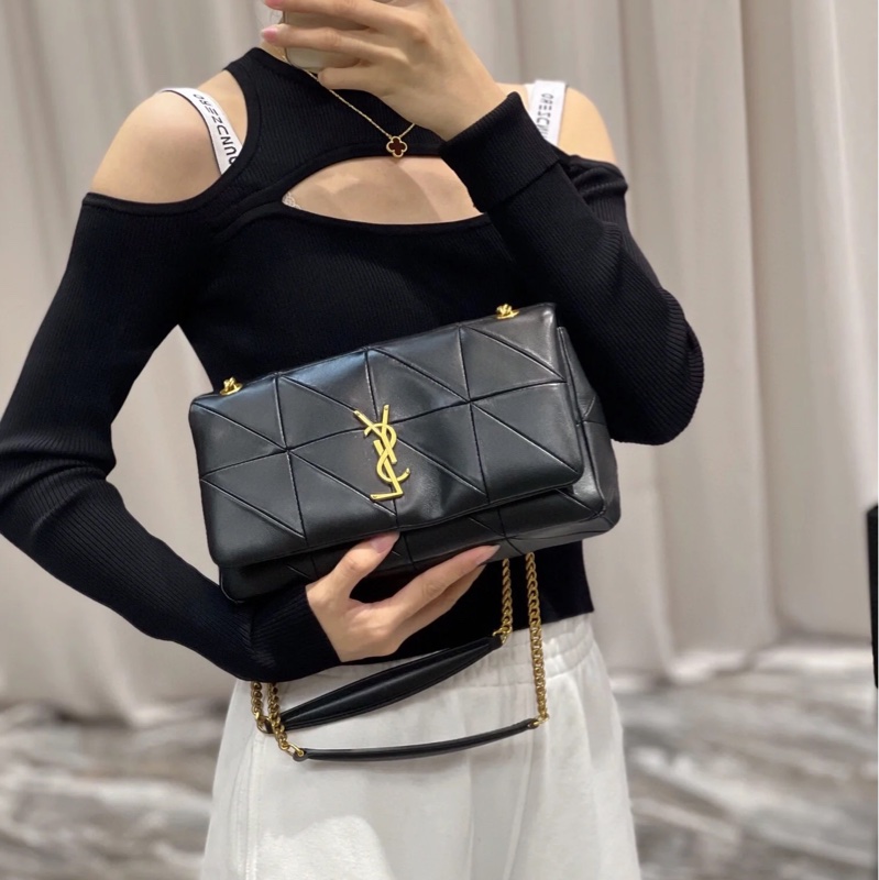 SAINT LAURENT YSL #型號 515821 JAMIE 中款 25CM鏈條包黑金-38