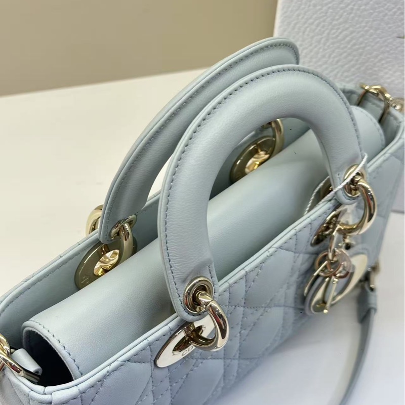 迪奧 DIOR 新款橫版戴妃包小號 藍色-3