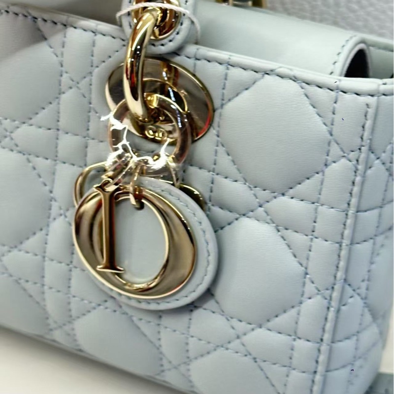 迪奧 DIOR 新款橫版戴妃包小號 藍色-6