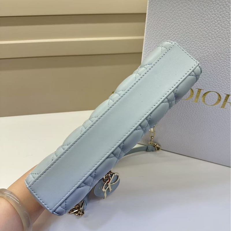 迪奧 DIOR 新款橫版戴妃包小號 藍色-7