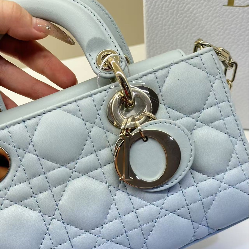 迪奧 DIOR 新款橫版戴妃包小號 藍色-10