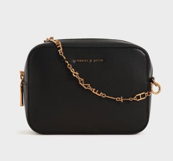 CHARLES & KEITH /小CK LOGO細鏈小方包-黑色-7