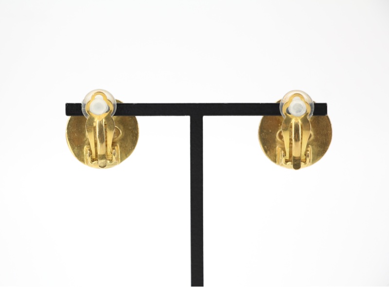 Chanel Vintage 99A琉璃橙色圓形耳環-1