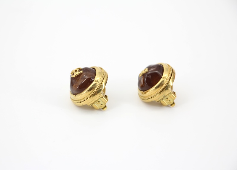 Chanel Vintage 99A琉璃橙色圓形耳環-3