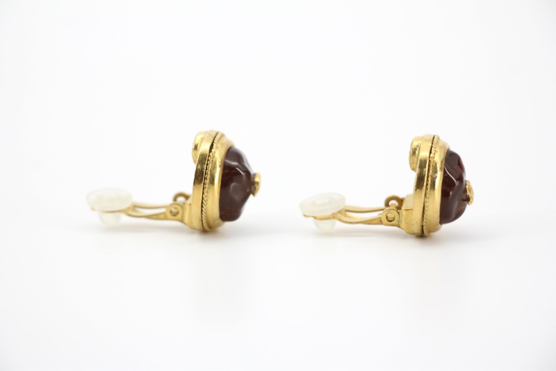 Chanel Vintage 99A琉璃橙色圓形耳環-4