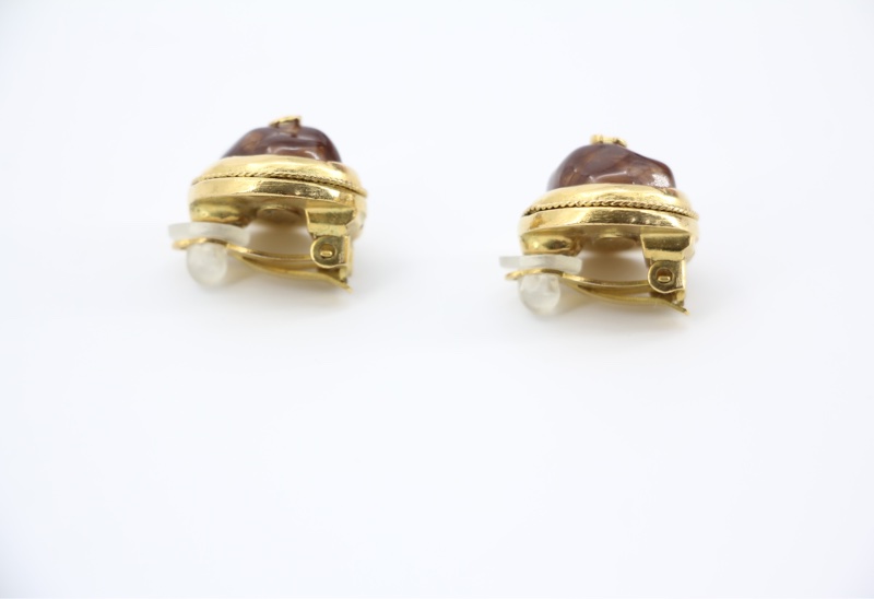 Chanel Vintage 99A琉璃橙色圓形耳環-8