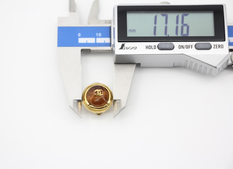 Chanel Vintage 99A琉璃橙色圓形耳環-11