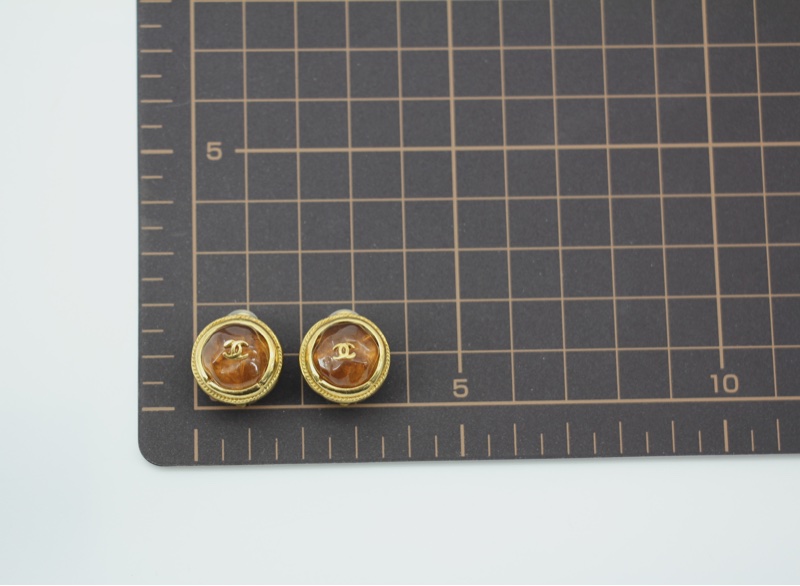 Chanel Vintage 99A琉璃橙色圓形耳環-12