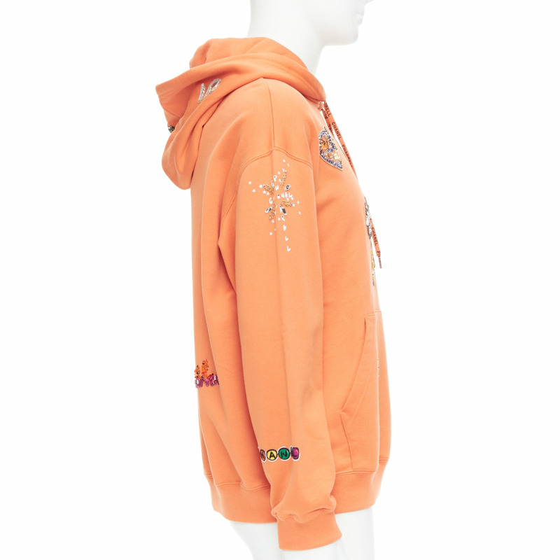 CHANEL Pharrell Williams 19D orange lesage crystal embroidered hoodie M-3