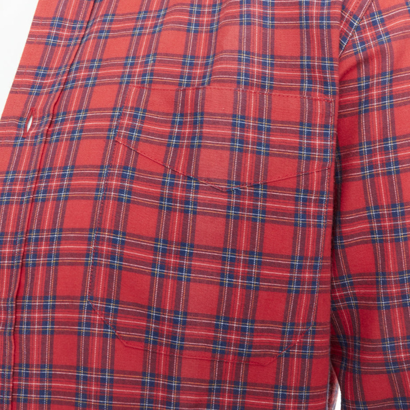 DIOR HOMME Hedi Slimane 2006 red plaid cotton slim fit shirt EU37 XS-1