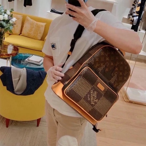 Louis Vuitton LV x Nigo 聯名 絕版 CAMPUS 拼接 字紋 大棋盤格 後背包