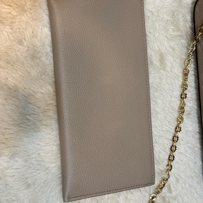 未使用美品 晶片款✨LV大象灰 米色印花牛皮三合一 WOC鏈條包 斜背包-35