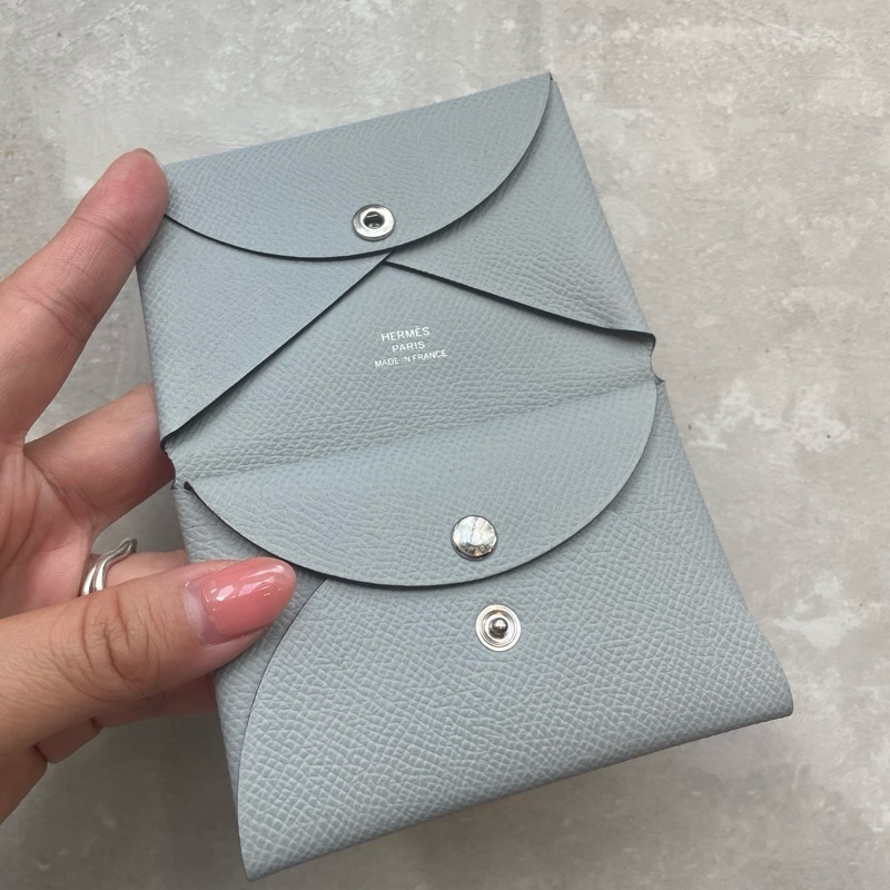愛馬仕 Hermes 冰川藍 Caivi Duo 卡片夾-0