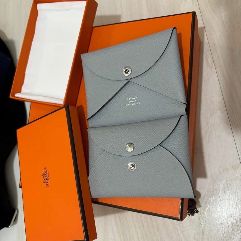 愛馬仕 Hermes 冰川藍 Caivi Duo 卡片夾-7