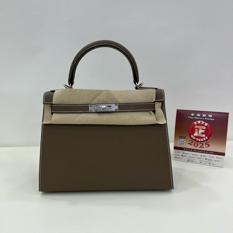 愛馬仕 Kelly28 大象灰銀扣 Epsom皮B刻 全新全套 有購證 Brand New Hermes Kelly 28 Stamp B Etoupe Epsom leather PHW full set with receipt-5