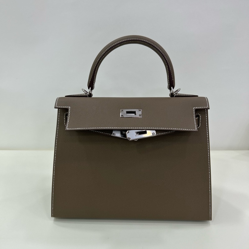 愛馬仕 Kelly28 大象灰銀扣 Epsom皮B刻 全新全套 有購證 Brand New Hermes Kelly 28 Stamp B Etoupe Epsom leather PHW full set with receipt-7