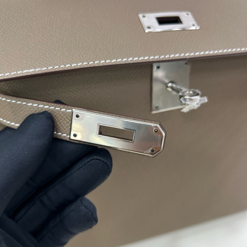 愛馬仕 Kelly28 大象灰銀扣 Epsom皮B刻 全新全套 有購證 Brand New Hermes Kelly 28 Stamp B Etoupe Epsom leather PHW full set with receipt-16
