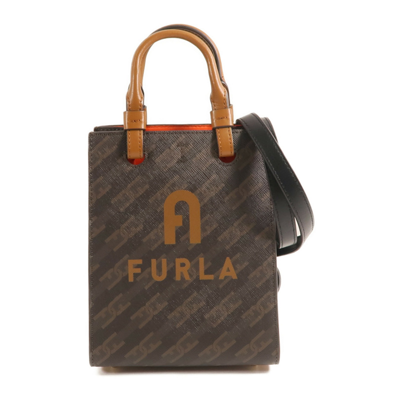 Furla 塗層帆布2 Way Shoulder金扣手挽肩背兩用袋-0