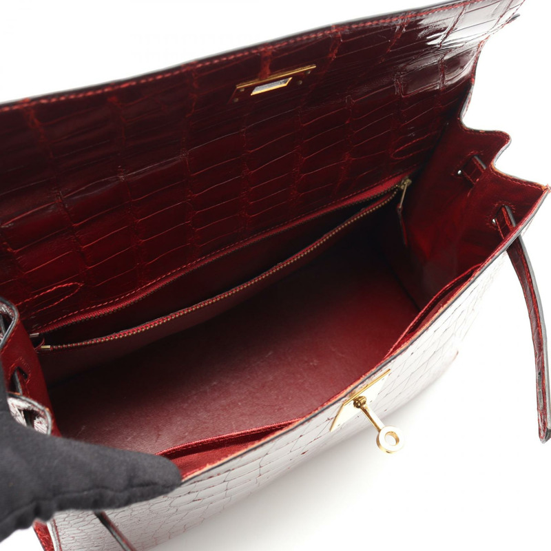 HERMES Kelly 32 Braise 手提包 鱷魚皮 Lycee Bordeaux 二手女士-2