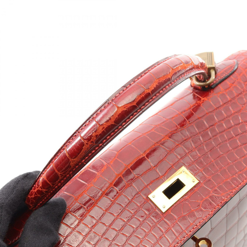 HERMES Kelly 32 Braise 手提包 鱷魚皮 Lycee Bordeaux 二手女士-7